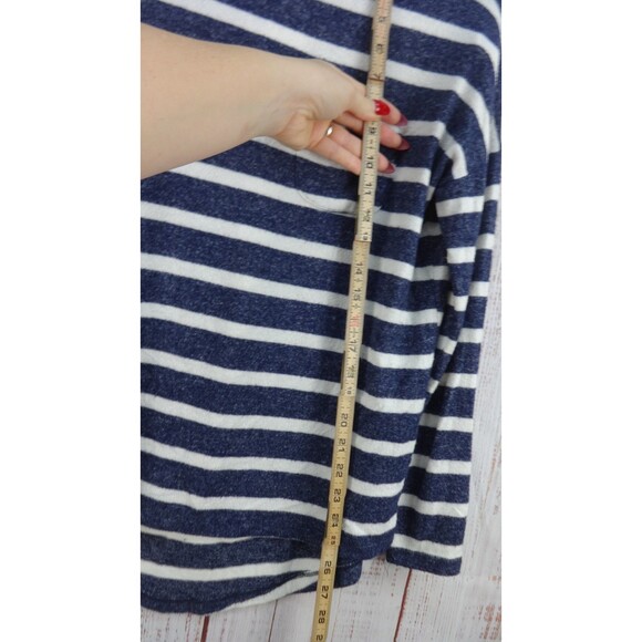 MERONA Tee Shirt Womens  XS navy blue/white stripe long sleeve stretch Nautical. - Picture 8 of 9